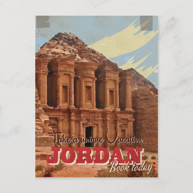 Postal Cartel clásico de viaje de vacaciones a Jordania. (Anverso)