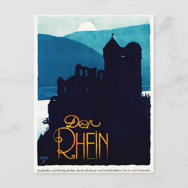 Postal Cartel de afiches de viaje de Der Rhein Alemania d (Anverso)
