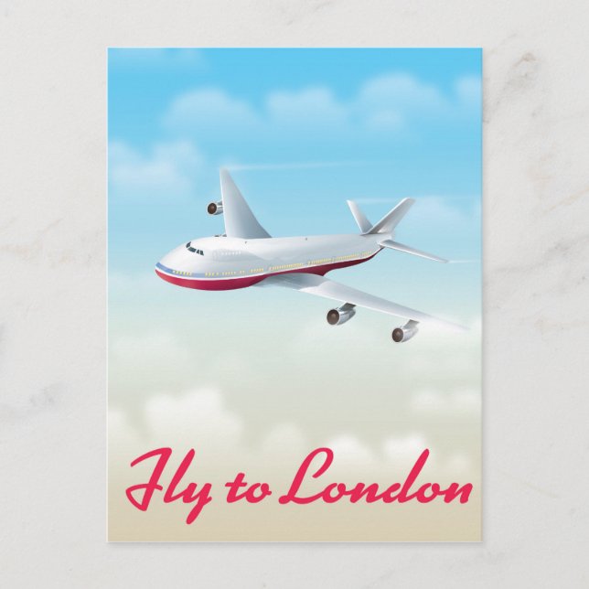 Postal Cartel de avión Vuela a Londres (Anverso)