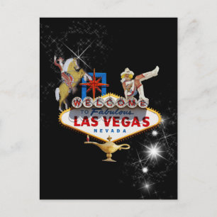 Postal Cartel de bienvenida de Las Vegas sobre un fondo e