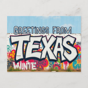 Postal Cartel de bienvenida estilo grafiti de Texas USA