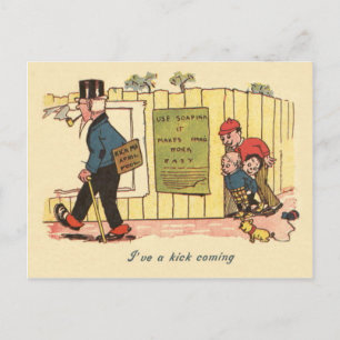 Postal Cartel de broma de patearme anciano niños