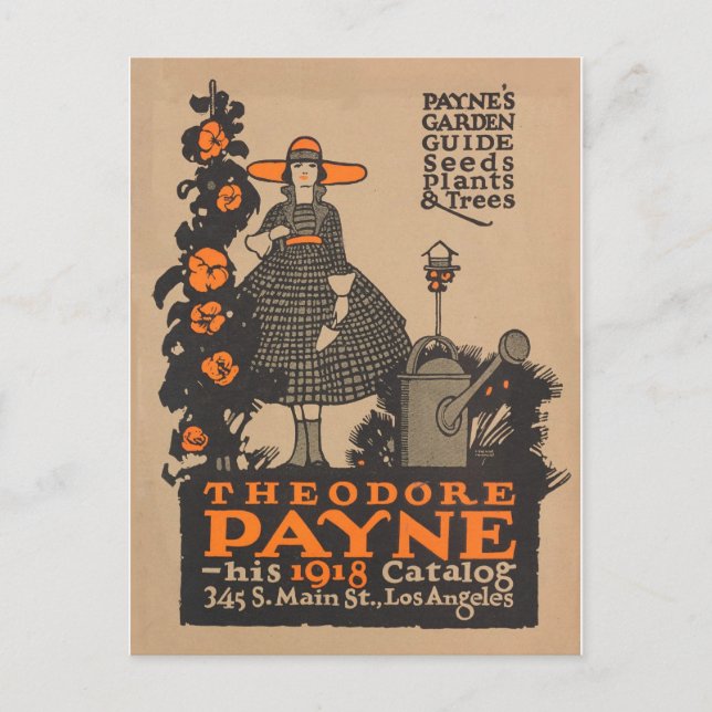 Postal Cartel de catálogo de jardines de época (Anverso)