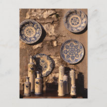 Cartel de cerámica azul y crema de Umbría