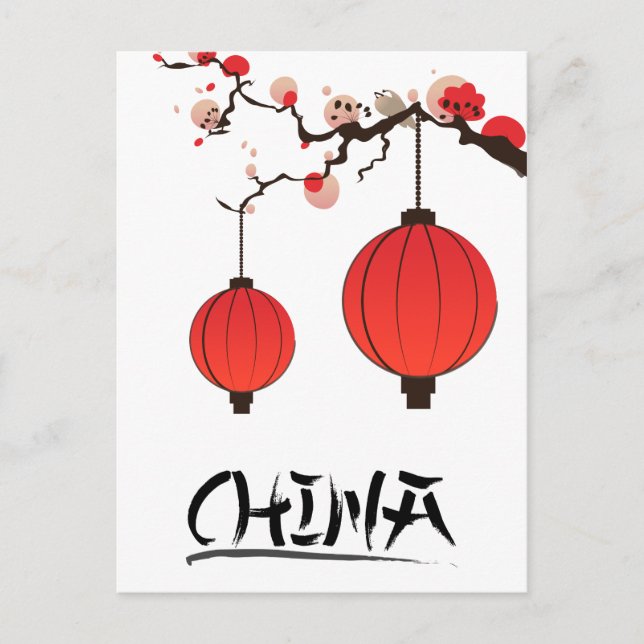 Postal Cartel de China Lanterns Travel. (Anverso)