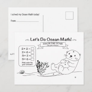 Postal Cartel de colorear de matemáticas de nutria