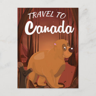 Postal Cartel de dibujos animados para viajar a Canadá