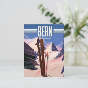Postal Cartel de esquí de Berna Suiza
