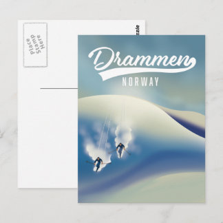 Postal Cartel de esquí de Drammen Noruega