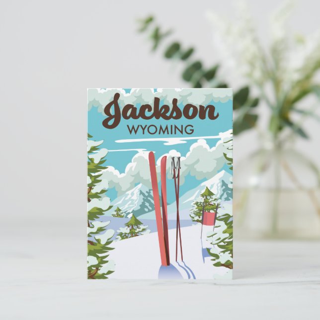 Postal Cartel de esquí de Jackson Wyoming (Anverso de pie)