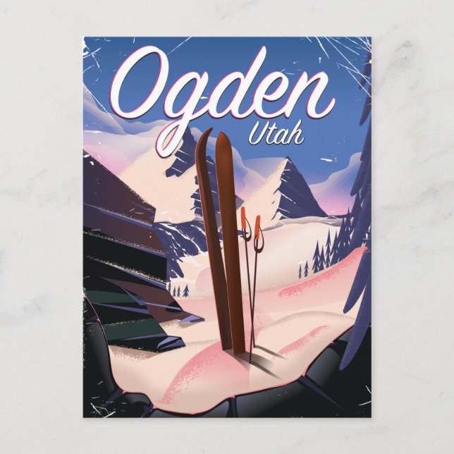 Postal cartel de esquí de Ogden, Utah (Anverso)