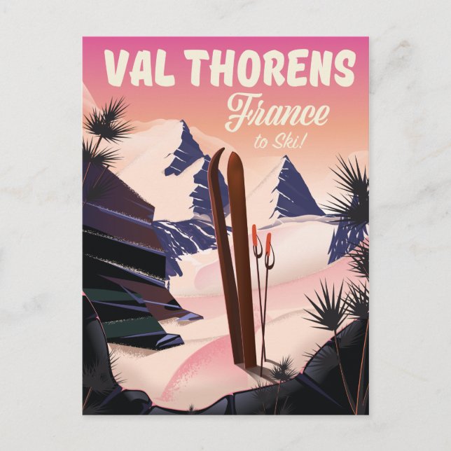 Postal Cartel de esquí de Val Thorens, Francia (Anverso)