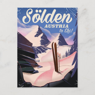 Postal Cartel de esquí vintage de Sölden Austria