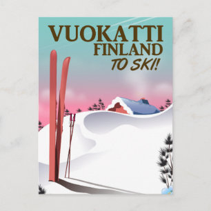 Postal Cartel de esquí Vuokatti Finlandia
