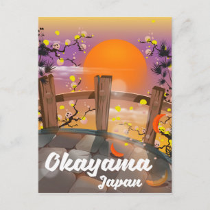 Postal Cartel de flor japonesa de Okayama.