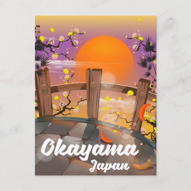 Postal Cartel de flor japonesa de Okayama. (Anverso)