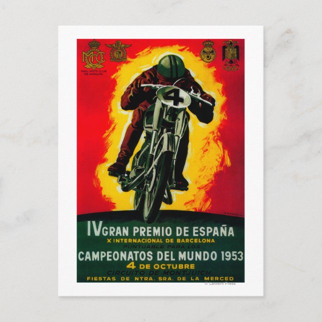 Postal Cartel de Gran Premio de España en Europa (Anverso)