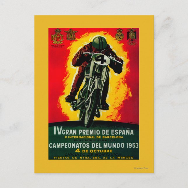 Postal Cartel de Gran Premio de España en Europa (Anverso)