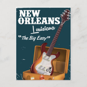 Postal cartel de guitarra eléctrica de Nueva Orleans Luis