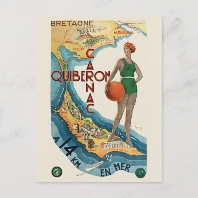 Postal Cartel de la cosecha de 1930 en Quiberon France (Anverso)
