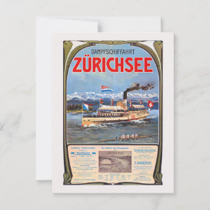 Postal Cartel de la época de Dampfschiffahrt Zürichsee de