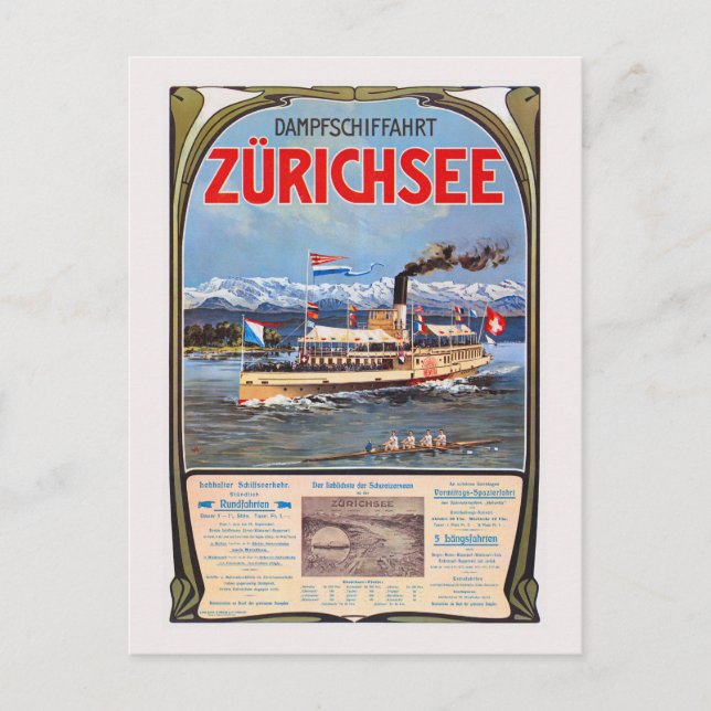 Postal Cartel de la época de Dampfschiffahrt Zürichsee de (Anverso)