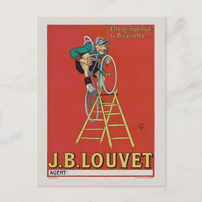 Postal Cartel de la época de la bicicleta de Louvet 1922 (Anverso)