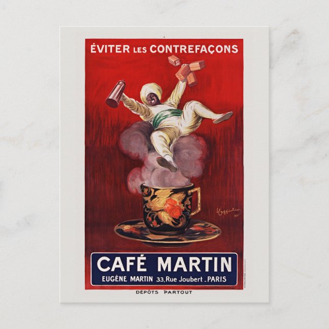 Postal Cartel de la época del café Martin, francés Art De (Anverso)