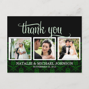 Postal Cartel de la foto de Damask Wedding