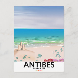 Postal Cartel de la playa de Antibes Francia