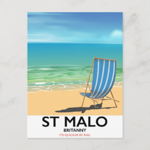 Postal Cartel de la playa de St Malo, Bretaña