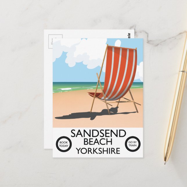 Postal Cartel de la playa Sandsend Beach yorkshire (Anverso/Reverso In Situ)