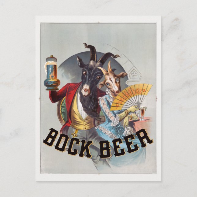 Postal Cartel de la vendimia Bock Beer USA 1883 (Anverso)