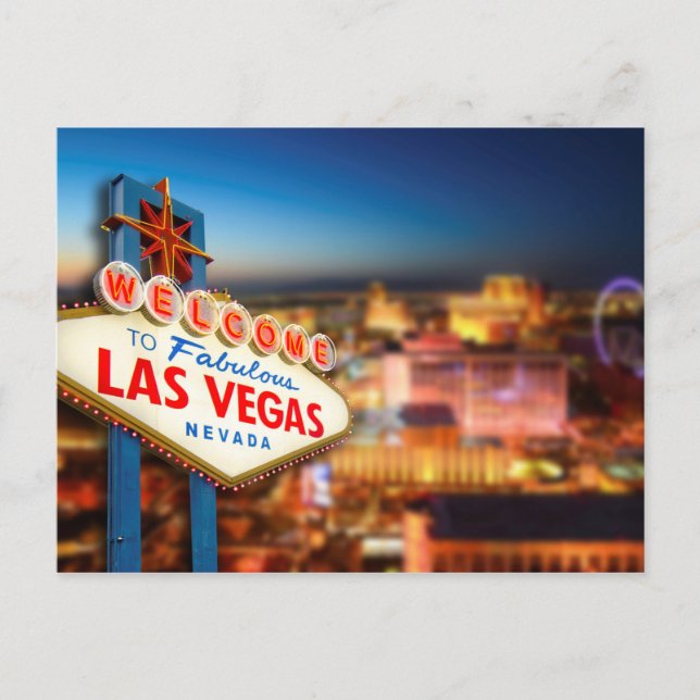 Postal Cartel de Las Vegas, Nevada frente a una ciudad, f (Anverso)