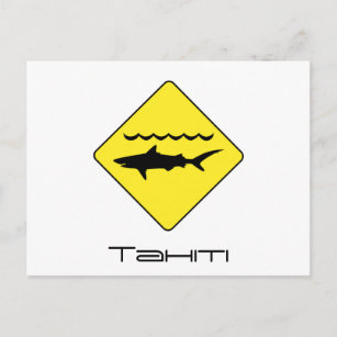 Postal Cartel de los 'tiburones advertencia' amarillos en