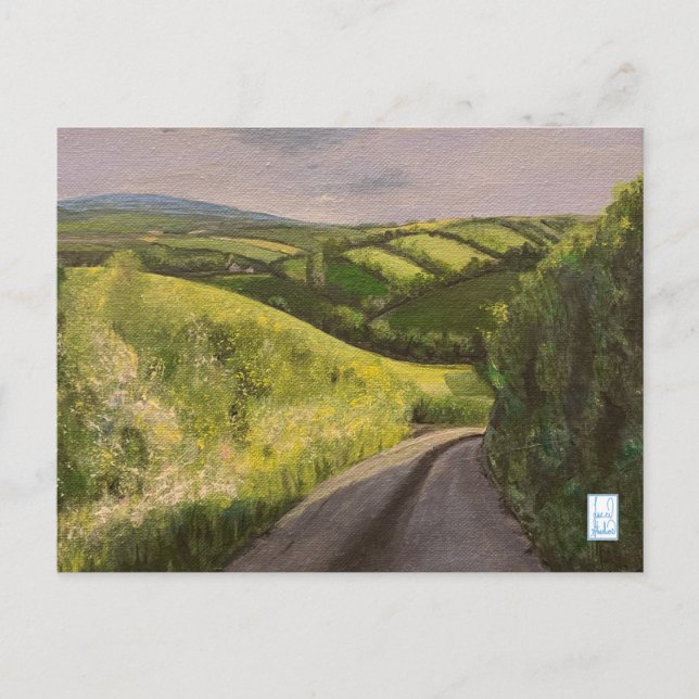 Postal Cartel de pintura de Devon Countryside Exeter Engl (Anverso)