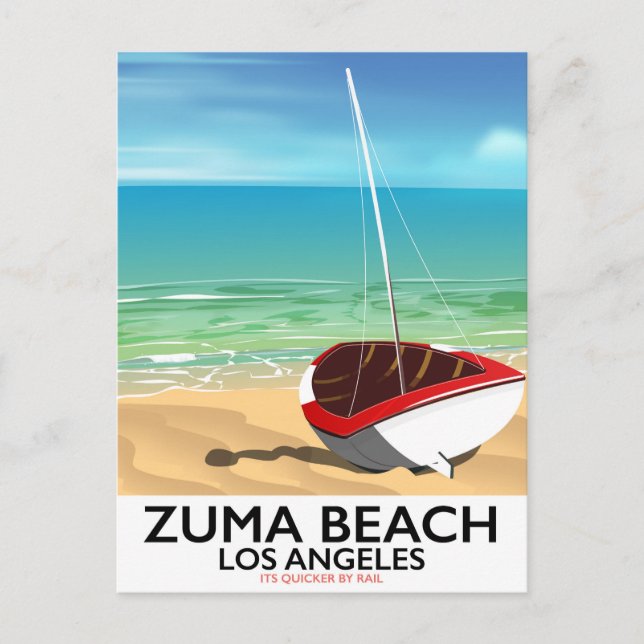 Postal Cartel de playa de Zuma Beach LA Rail (Anverso)