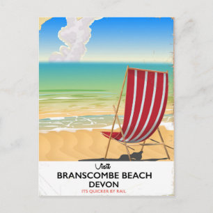 Postal Cartel de playa vintage de Branscombe Beach Devon