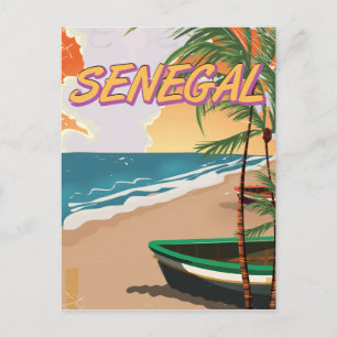 Postal Cartel de playa vintage de Senegal