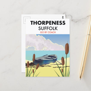 Postal Cartel de playa vintage de Thorpeness Suffolk.