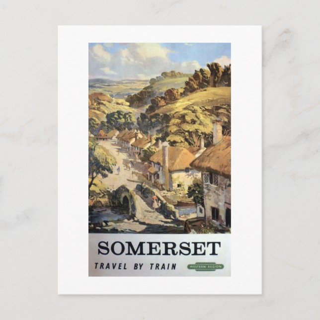 Postal Cartel de publicidad vintage de Somerset en tren U (Anverso)