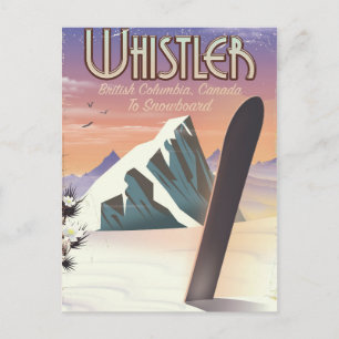 Postal Cartel de snowboarding en Whistler Columbia Britán