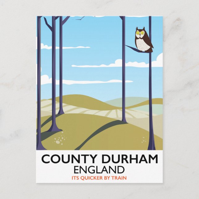 Postal Cartel de tren de County Durham, Inglaterra (Anverso)