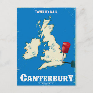 Postal Cartel de tren vintage de Canterbury Islas Británi