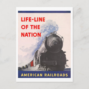 Postal Cartel de tren vintage de la WPA "Línea de vida de