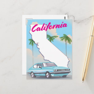 Postal Cartel de vacaciones al estilo vintage de Californ