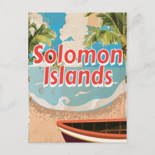 Postal Cartel de vacaciones antiguas de Islas Salomón