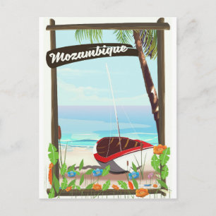Postal Cartel de vacaciones de barco pesquero de Mozambiq