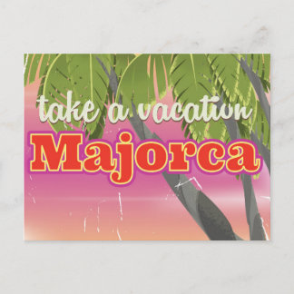 Postal Cartel de vacaciones de playa vintage en Mallorca,