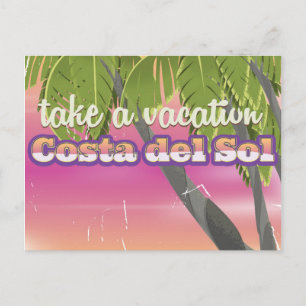 Postal Cartel de vacaciones de playa vintage en Mallorca,